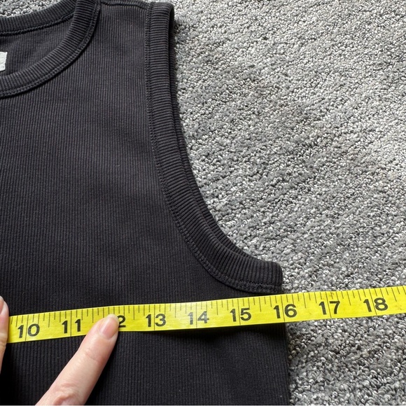 Everlane The Ribbed Mini Dress Black Size Large Casual Monochrome Neutral - Picture 7 of 9